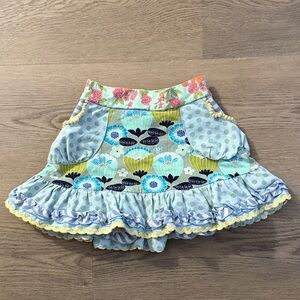 Matilda Jane Girls Floral Ruffle Skirt in Aqua and Yellow